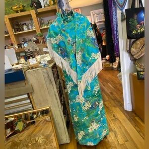 Vintage 1960s 1970s Handmade Maxi Sleeveless Party Dress w/Shawl Large like New